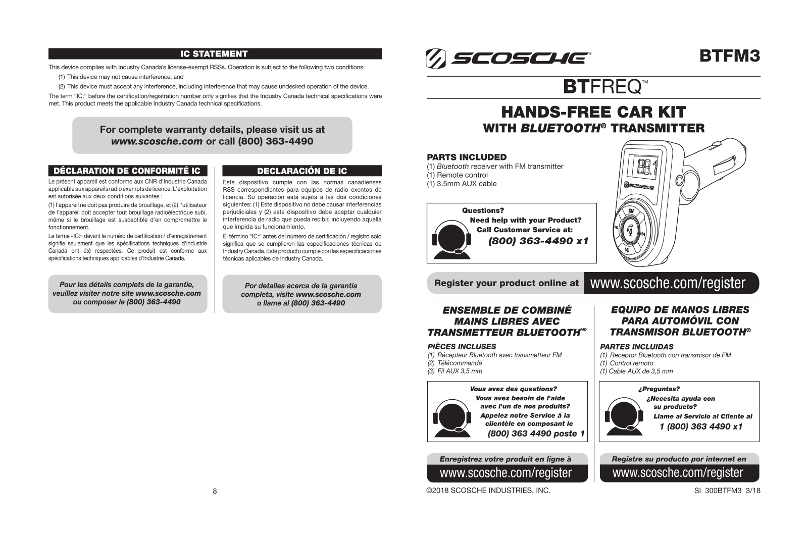 Scosche BTFM3 User Manual