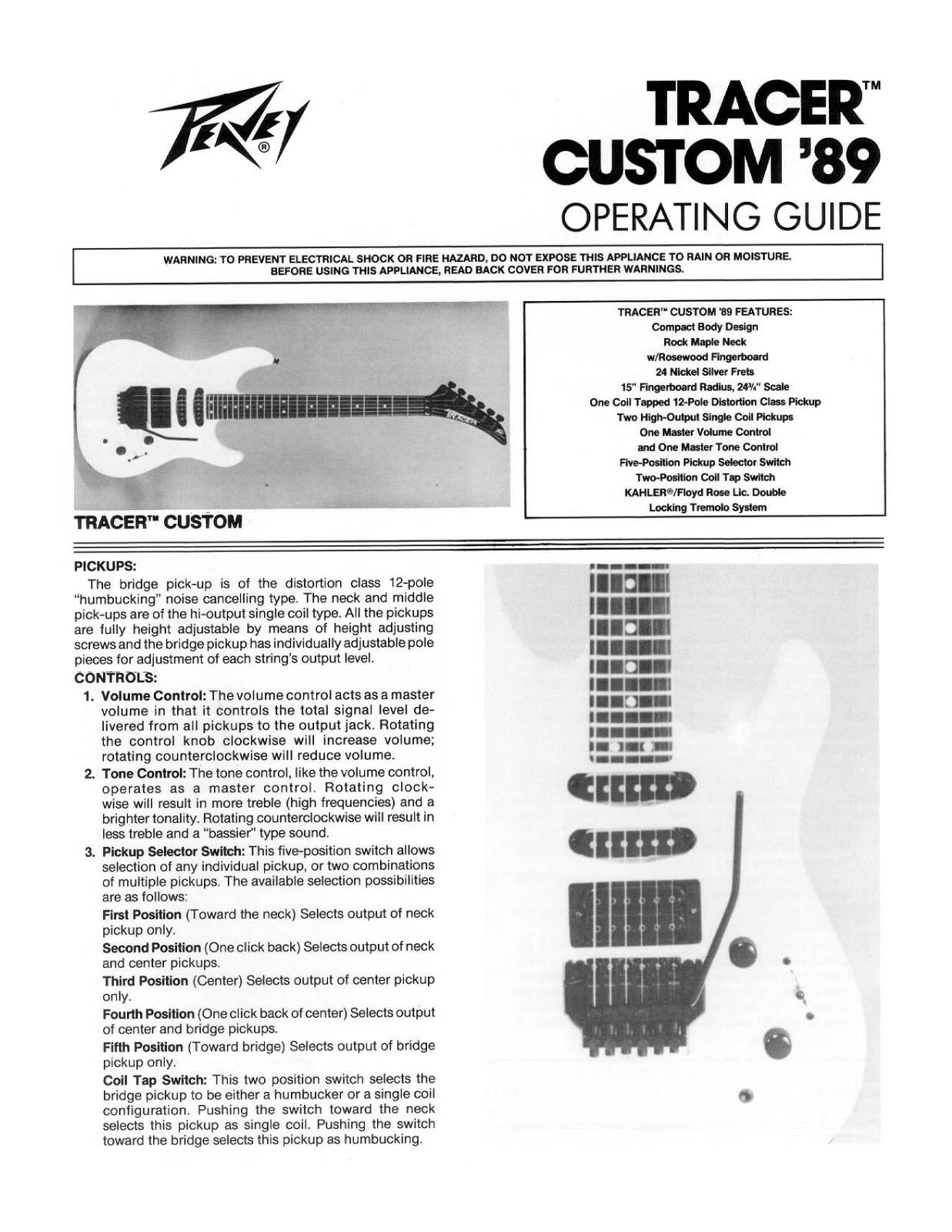 Peavey Tracer Custom 89 User Manual