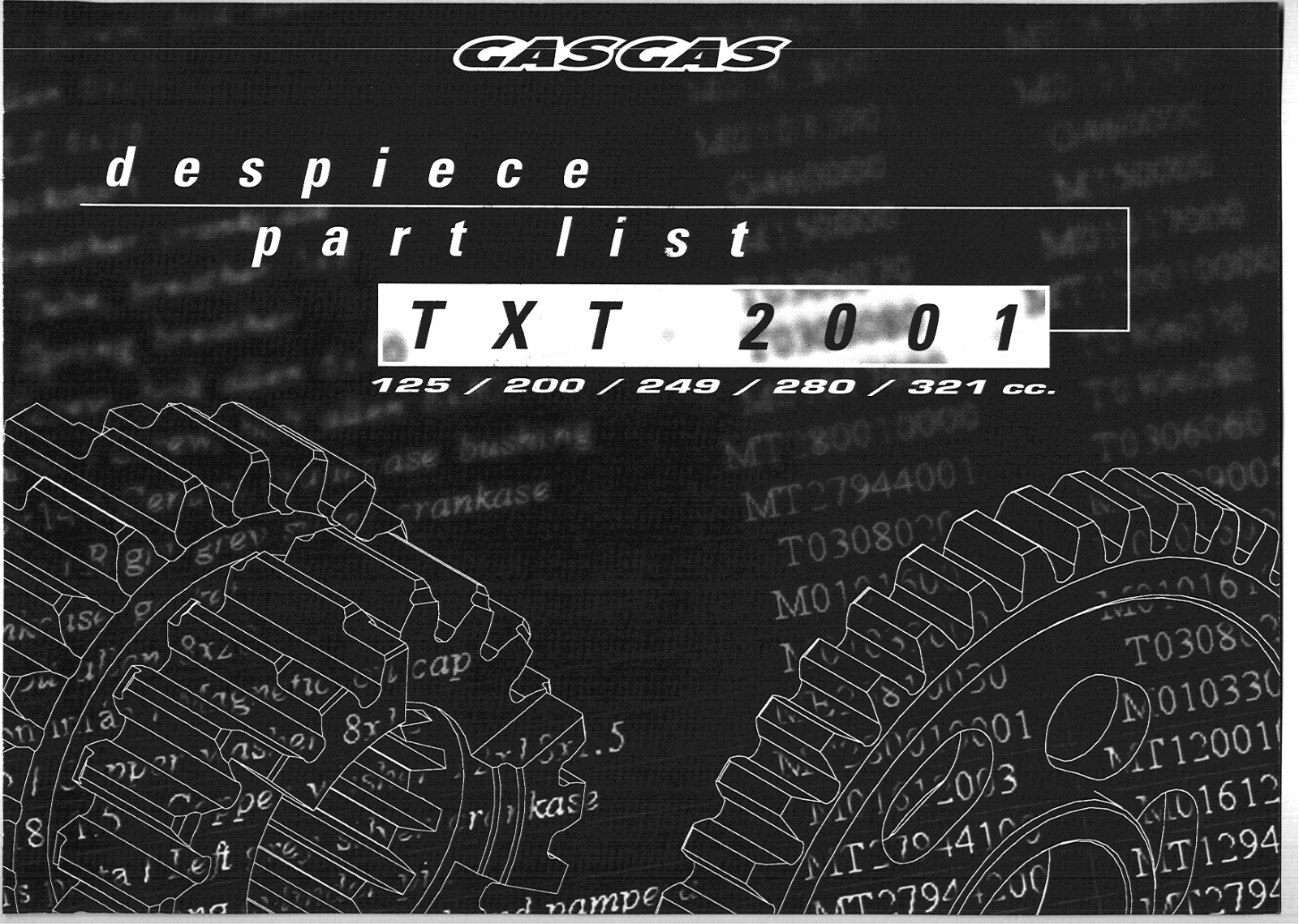 Gas gas TXT 2001 PART LIST