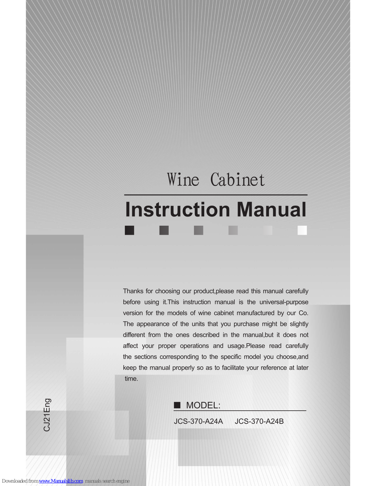 Omcan JCS-370-A24A, JCS-370-A24B Instruction Manual