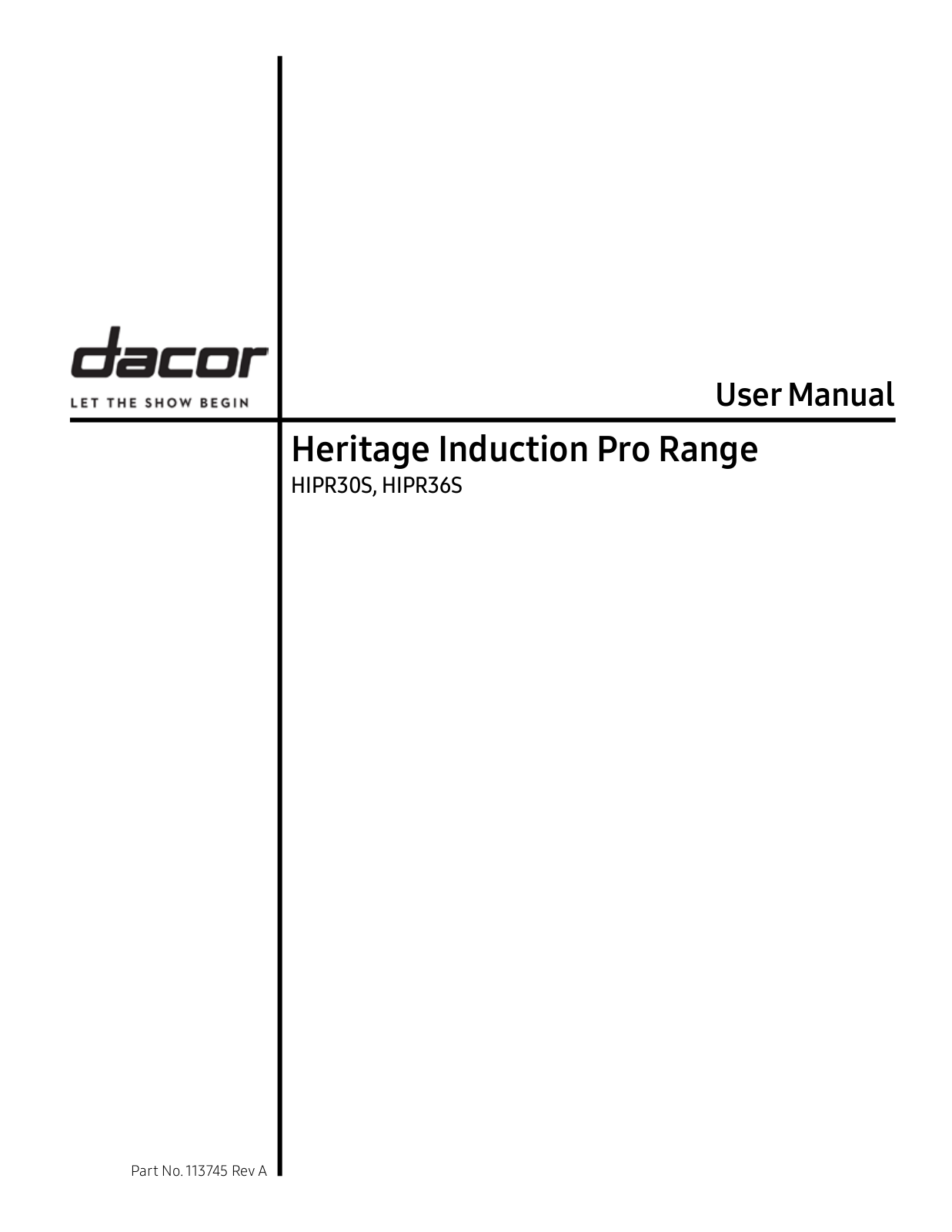 Dacor HIPR36S, HIPR36C, HIPR30C, HIPR30S User Manual