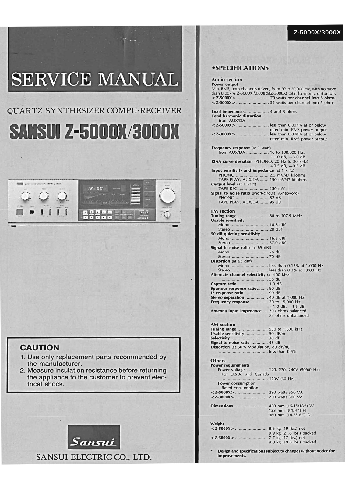 Sansui Z-5000-X, Z-3000-X Service Manual