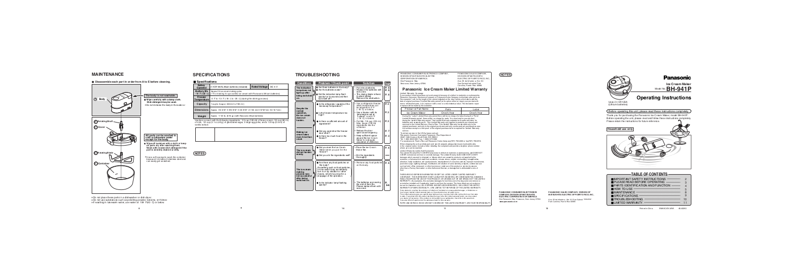 Panasonic BH-941P User Manual