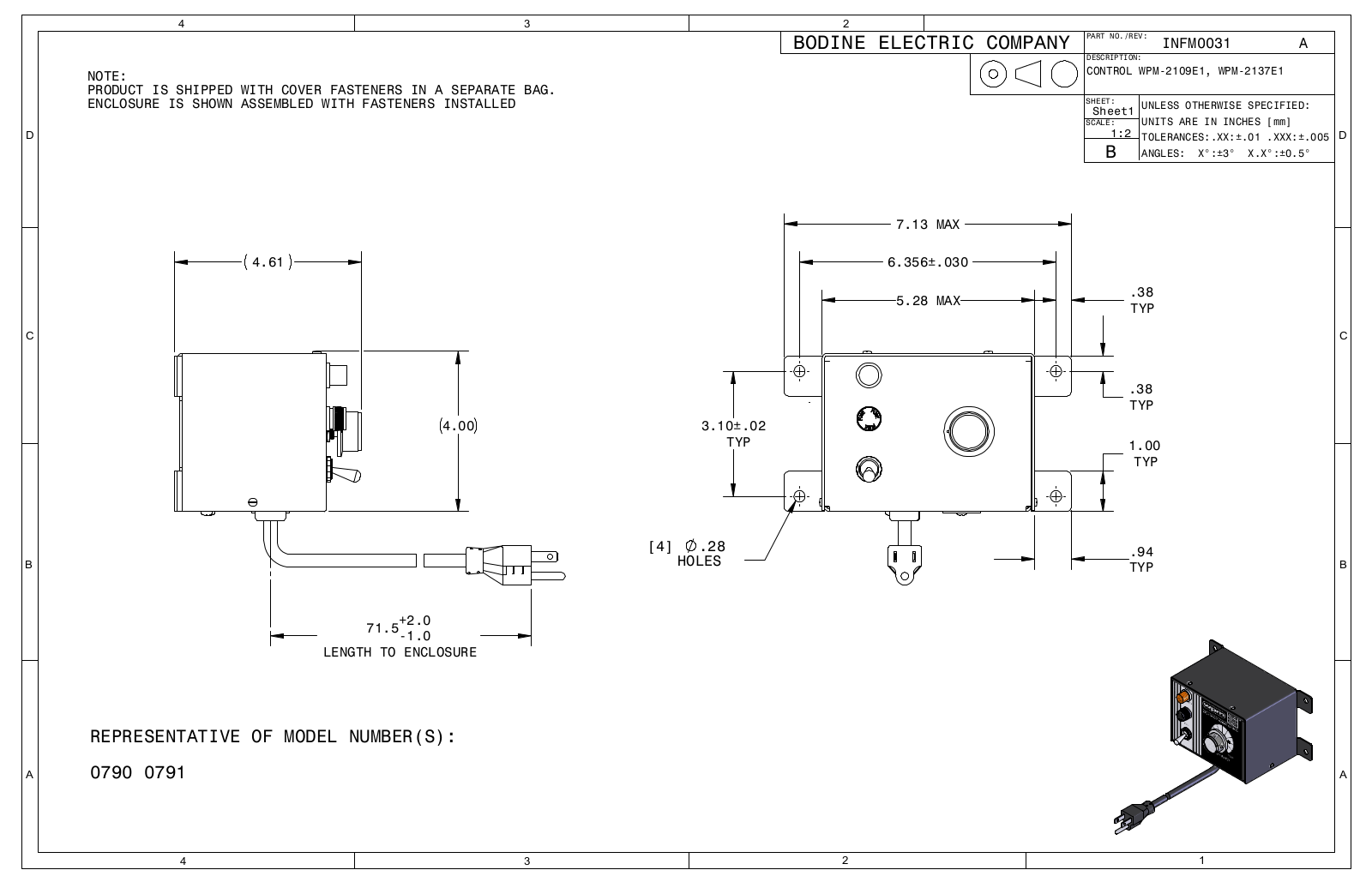 Bodine 0790, 0791 Reference Drawing