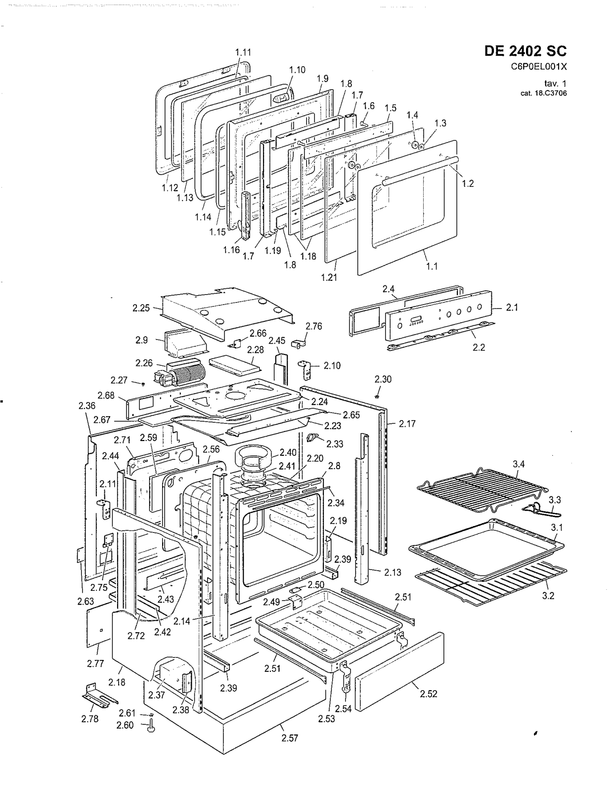 Avanti DE2402SC Parts List