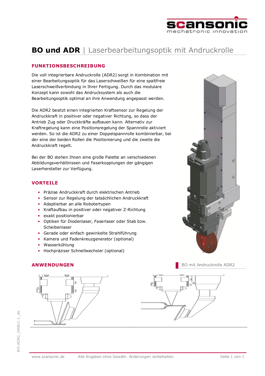 Scansonic BO-ADR2 DATASHEET