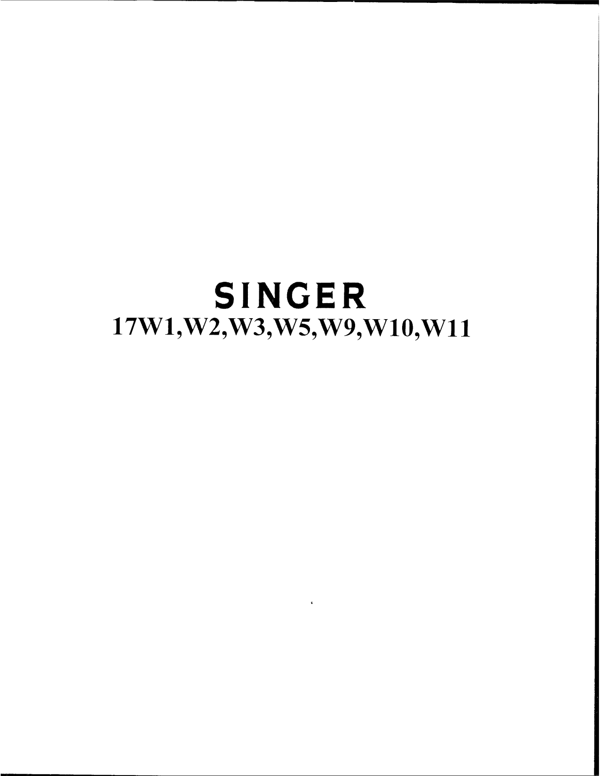 SINGER 17W1, 17W2, 17W3, 17W5, 17W9 Parts List