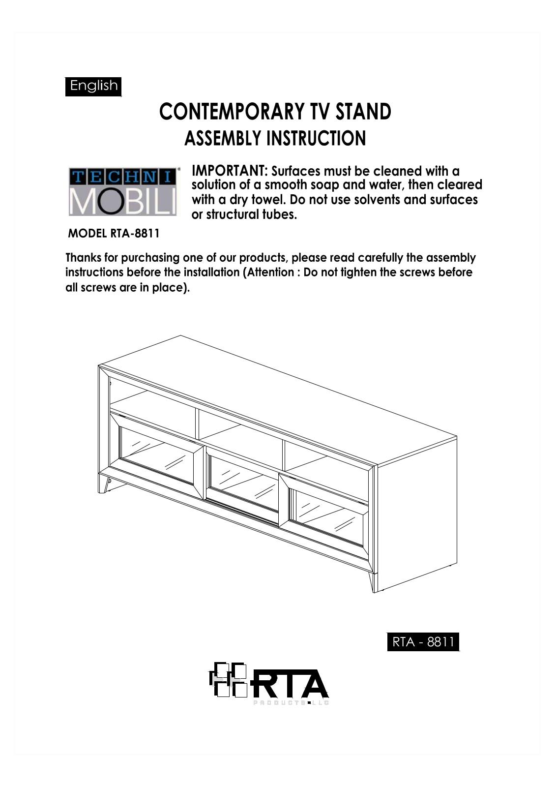 RTA Products RTA-8811 User Manual