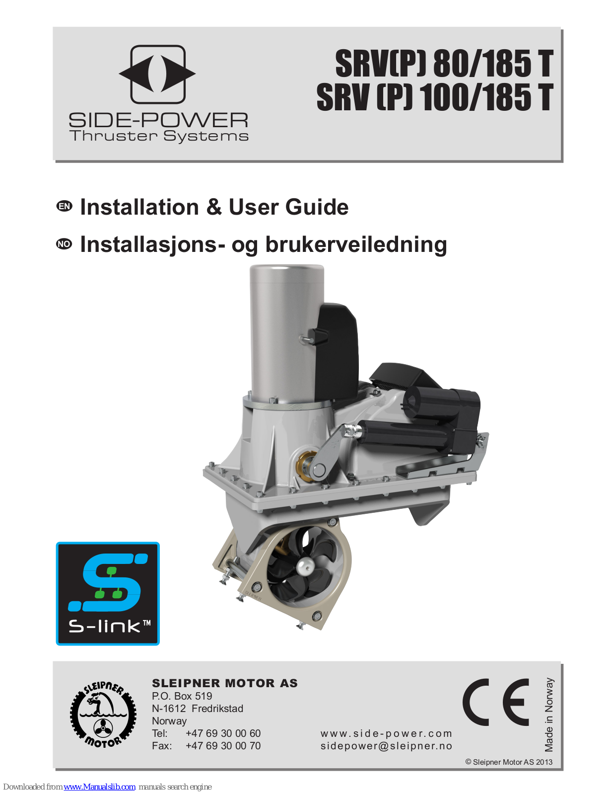 Side-Power SRV(P) 80/185 T, SRV (P) 100/185 T, SRV80/185T, SRV100/185T, SRVS80/185T Installation & User Manual