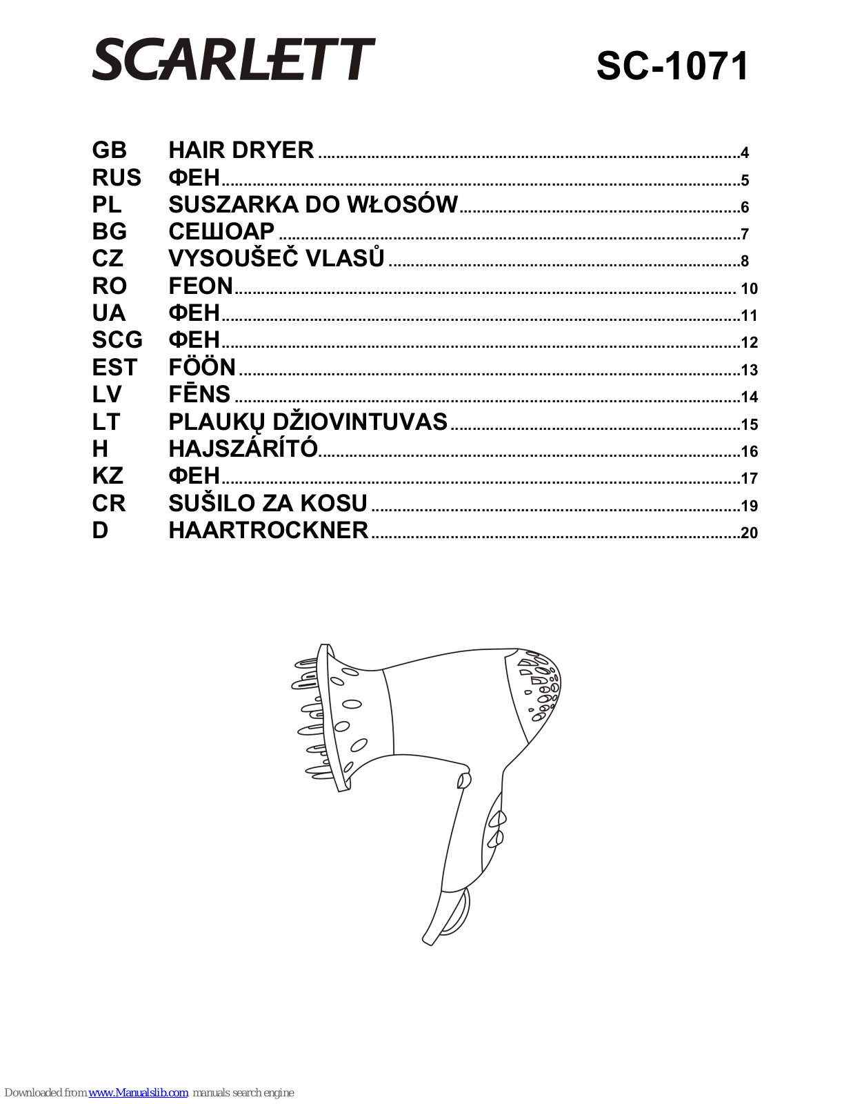 Scarlett SC-1071 Instruction Manual