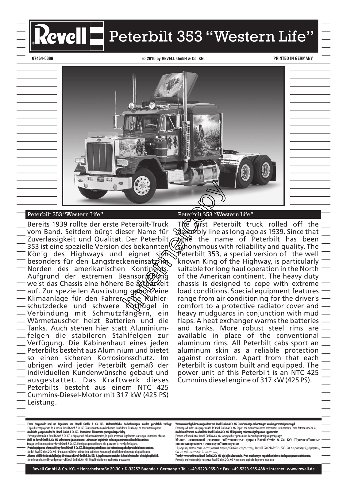 REVELL Peterbilt 353 User Manual