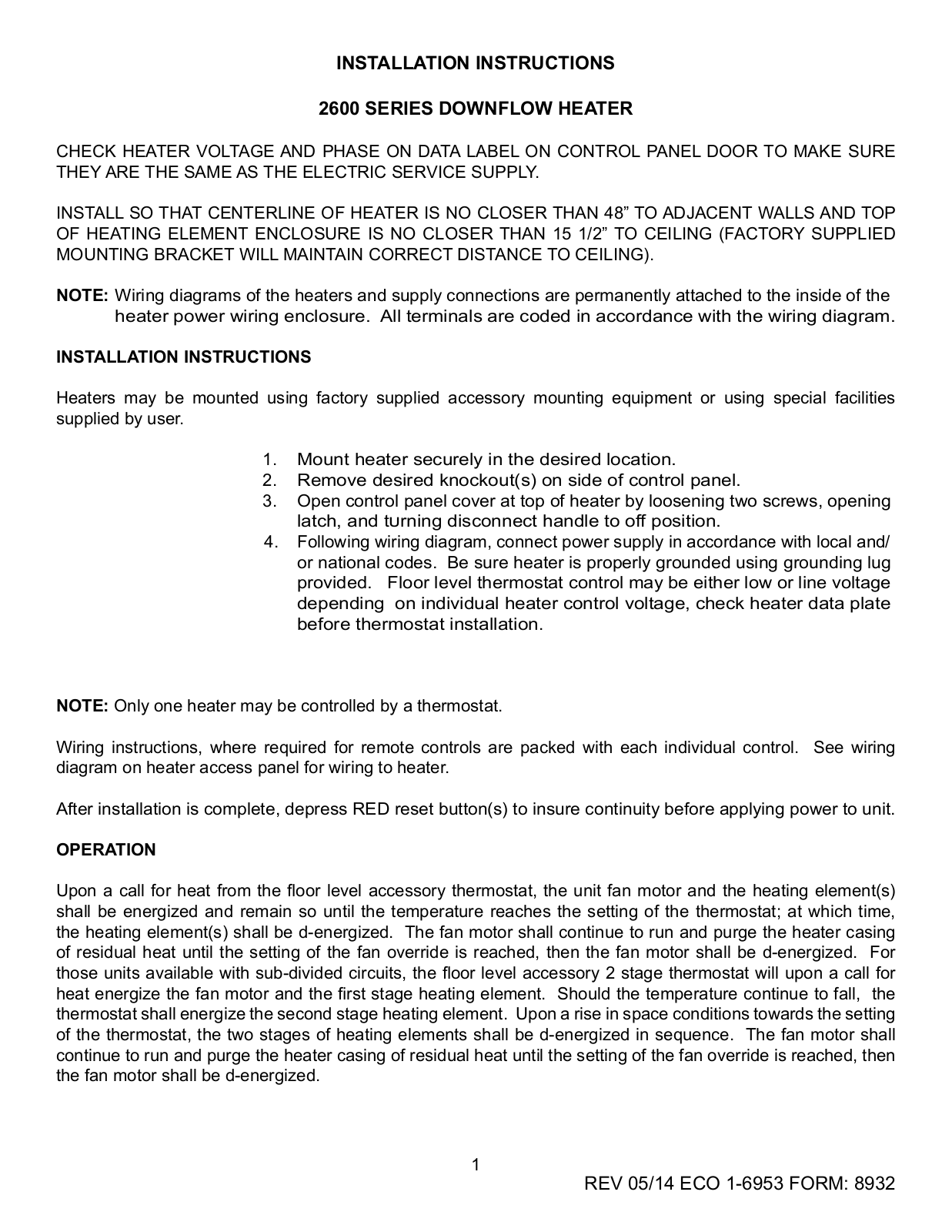 TPI 2600 Series Installation Instructions Manual