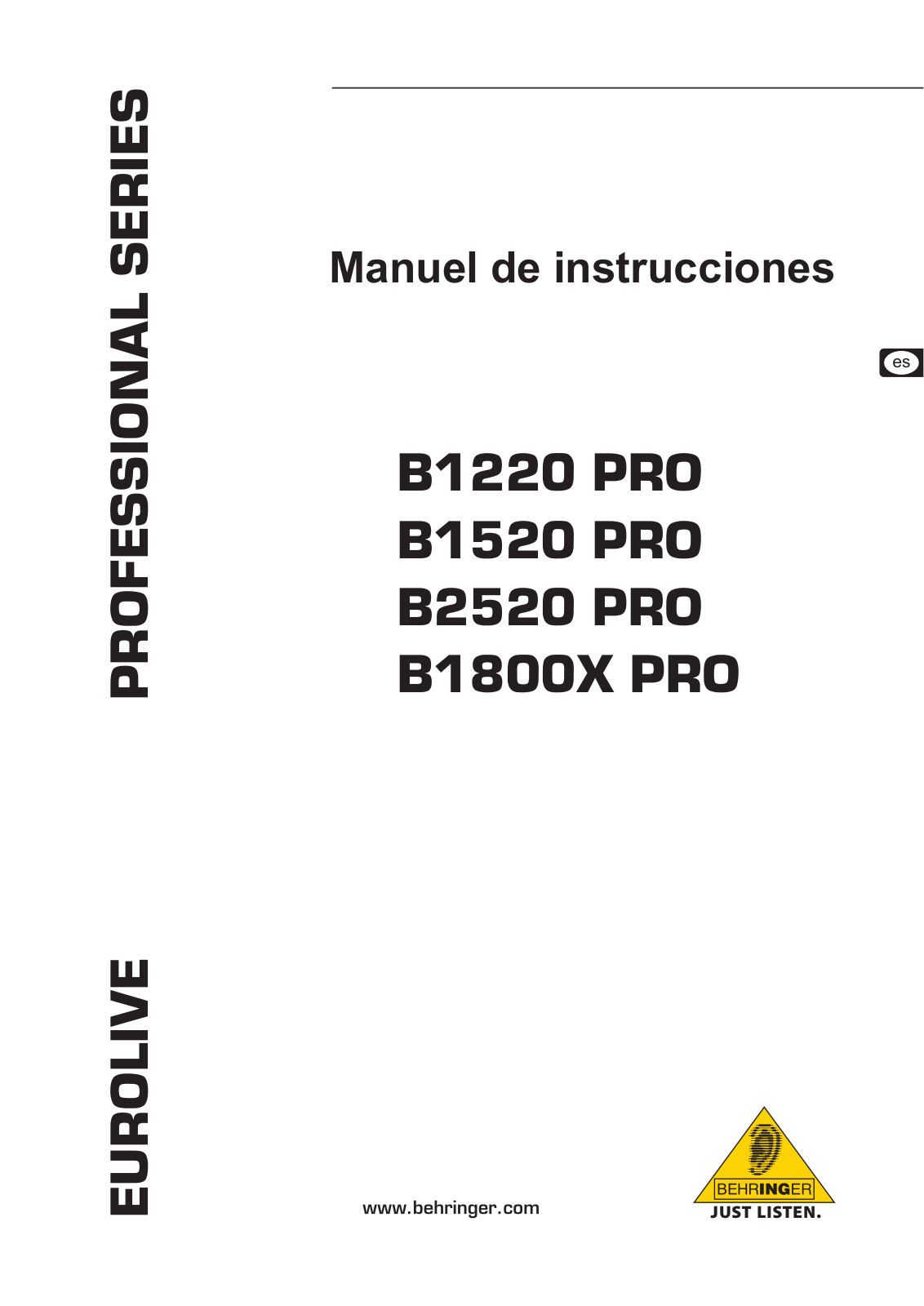 Behringer B1220 PRO, B1800X PRO, B1520 PRO, B2520 PRO Manual