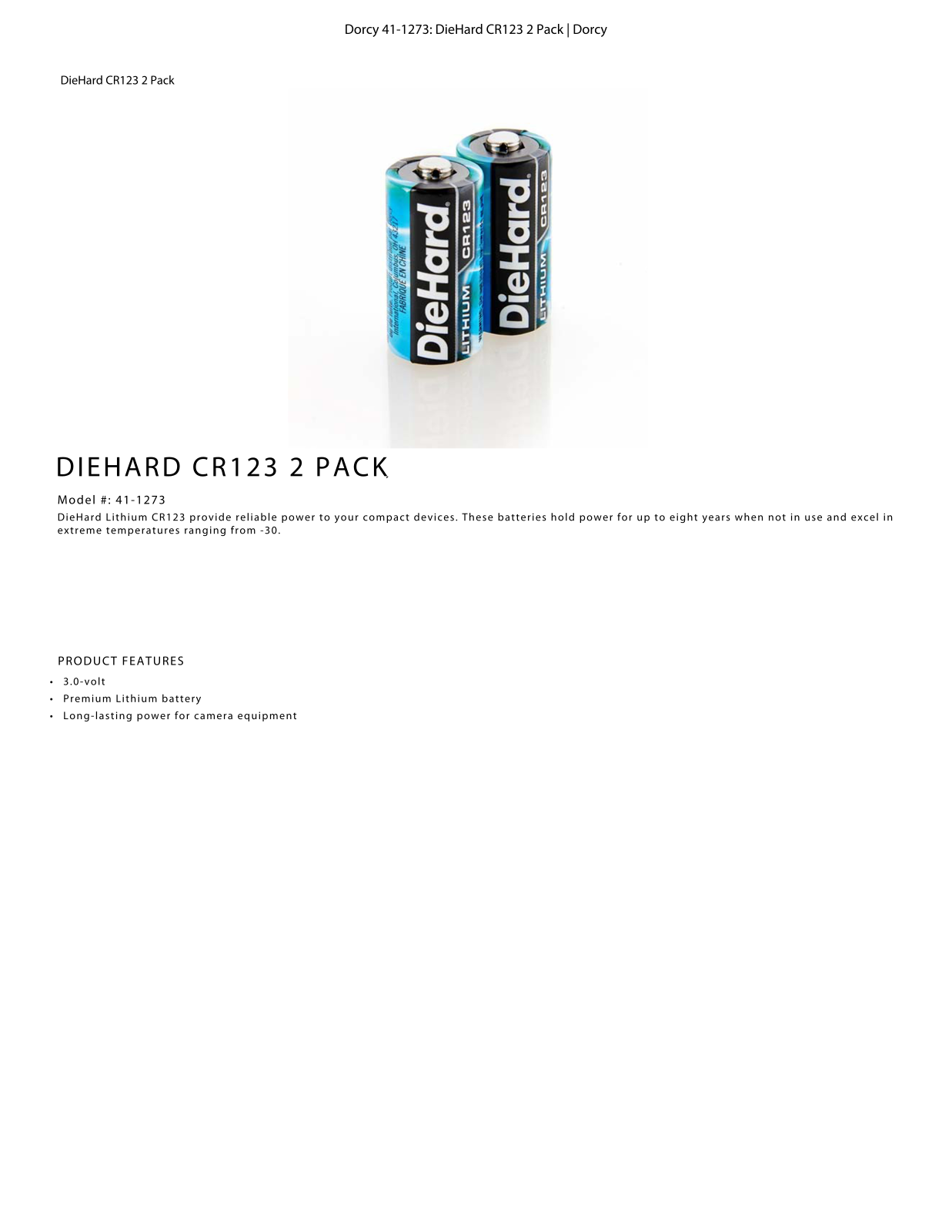 DieHard 41-1273 Data Sheet - ManualMachine.com