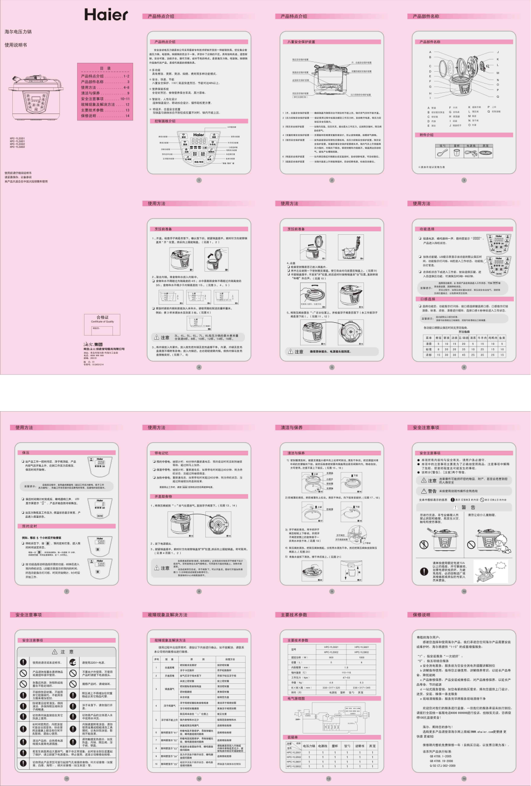 Haier HPC-YLS501, HPC-YLS601, HPC-YLS502, HPC-YLS602 User Manual