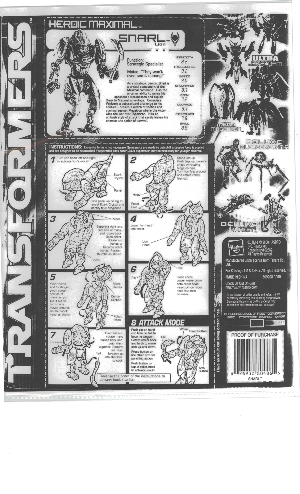 HASBRO Transformers Heroic Maximal Snarl User Manual