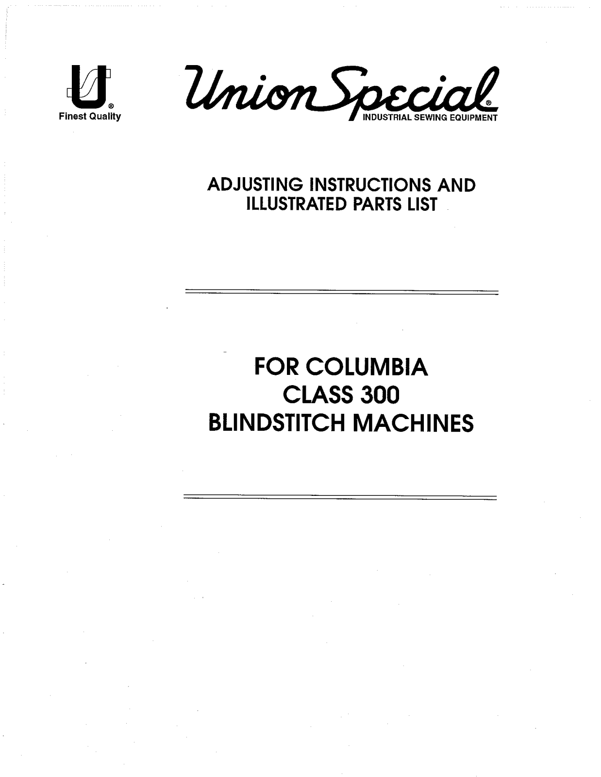 Union Special 300-10, 300-11, 300-12, 300-14R, 300-15 Parts List