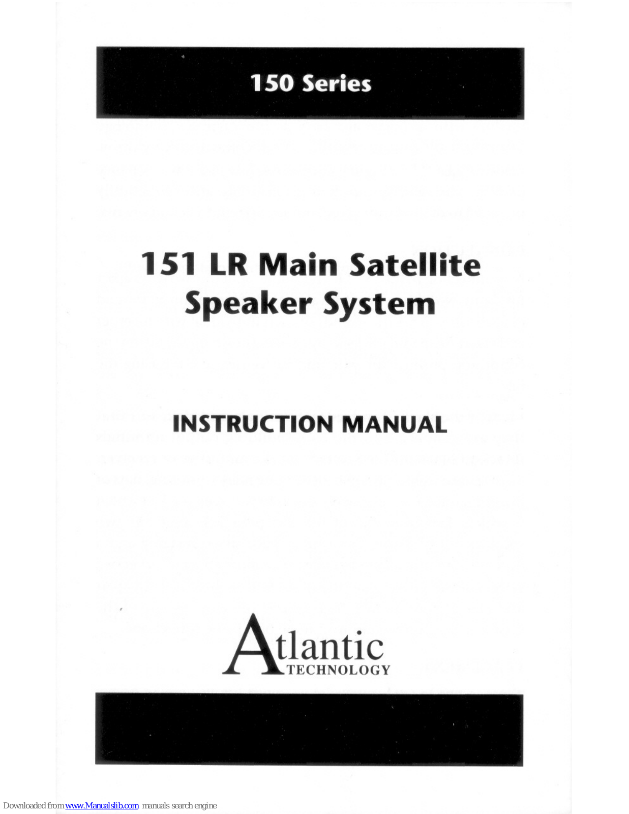 Atlantic Technology 151 LR Instruction Manual