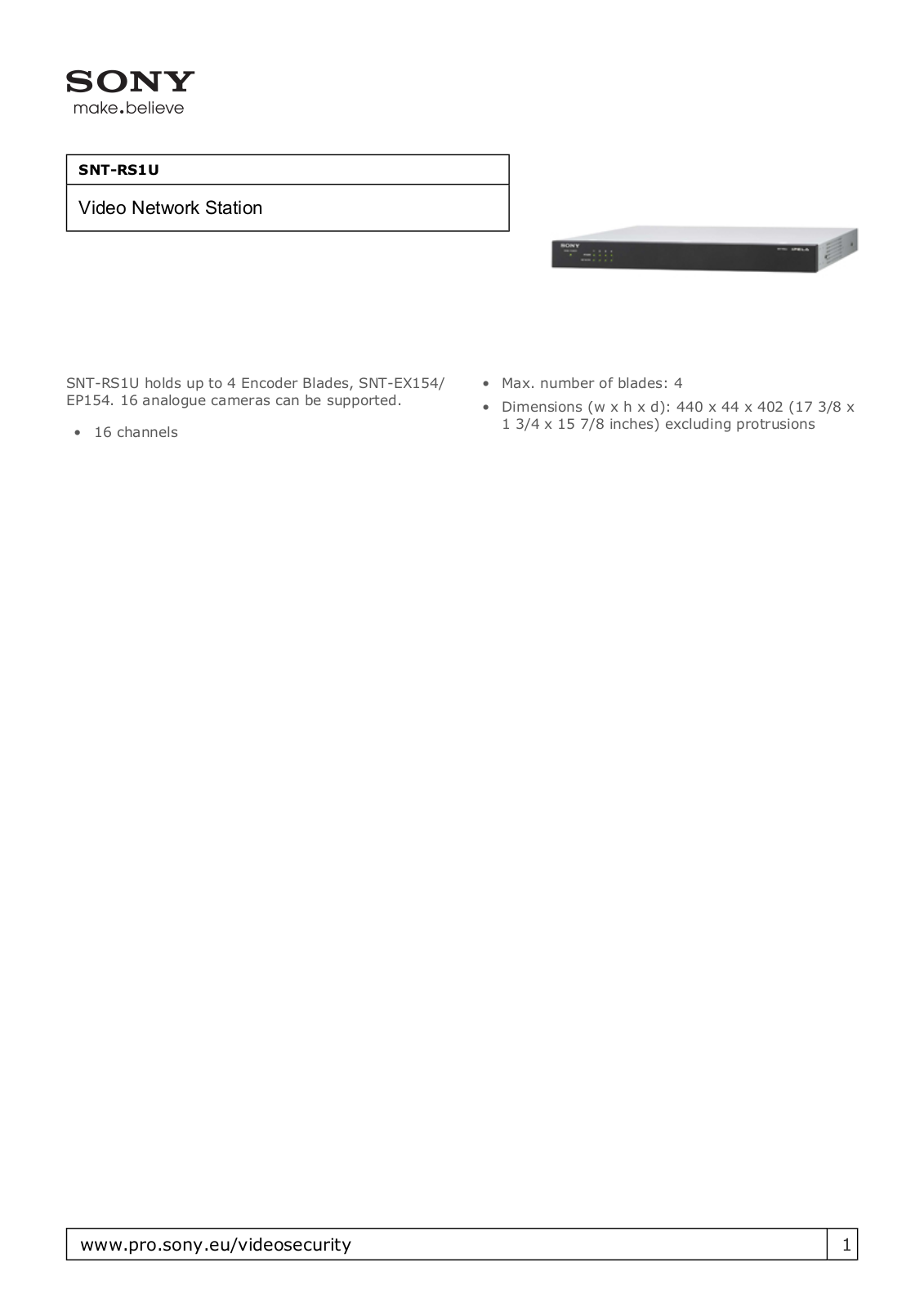 Sony SNTRS1U User Manual