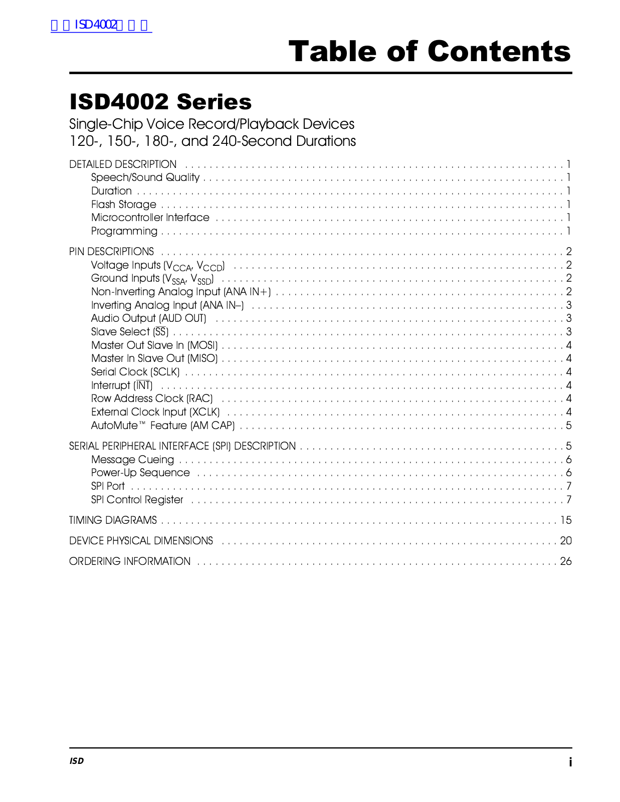 ISD ISD4002 User Manual