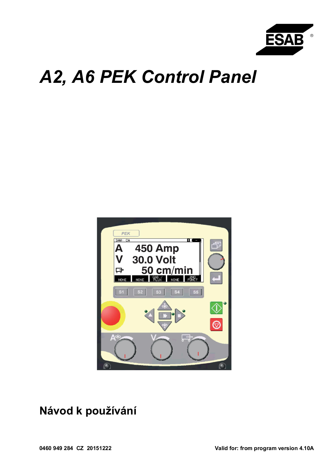 ESAB A2, A6 PEK Control Panel Instruction manual