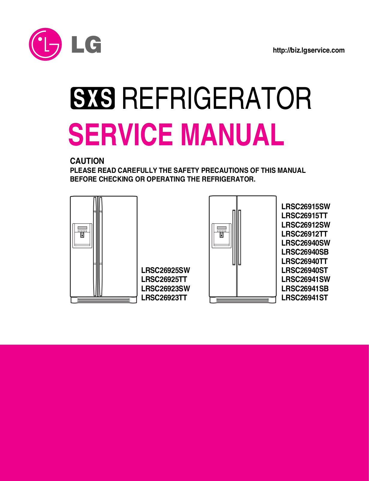 LG LRSC26925SW, LRSC26941xx, LRSC26925TT, LRSC26923SW, LRSC26923TT Service Manual