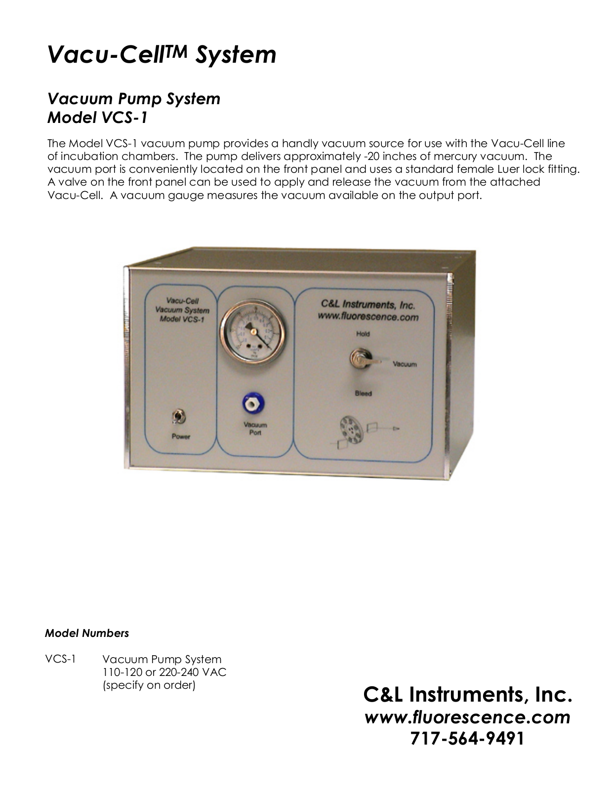 C&L Instruments VCS-1 User Manual