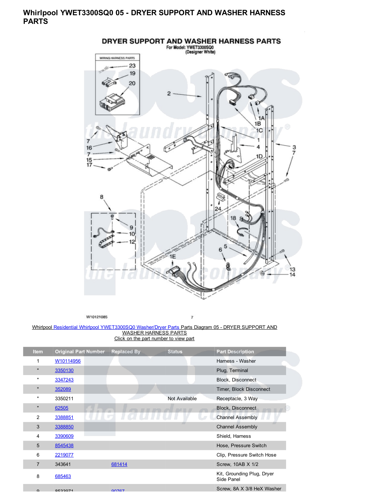 Whirlpool YWET3300SQ0/Dryer Parts Diagram