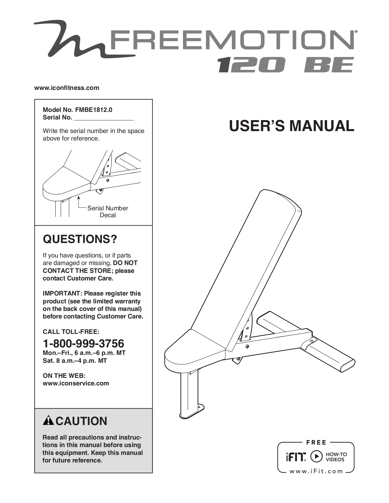 FreeMotion FMBE18120 Owner's Manual