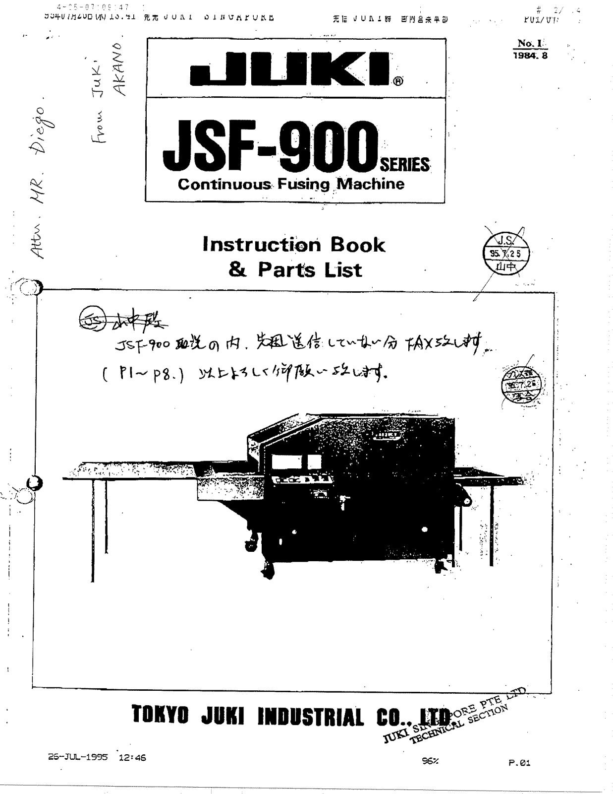 Juki JSF-900 Parts List