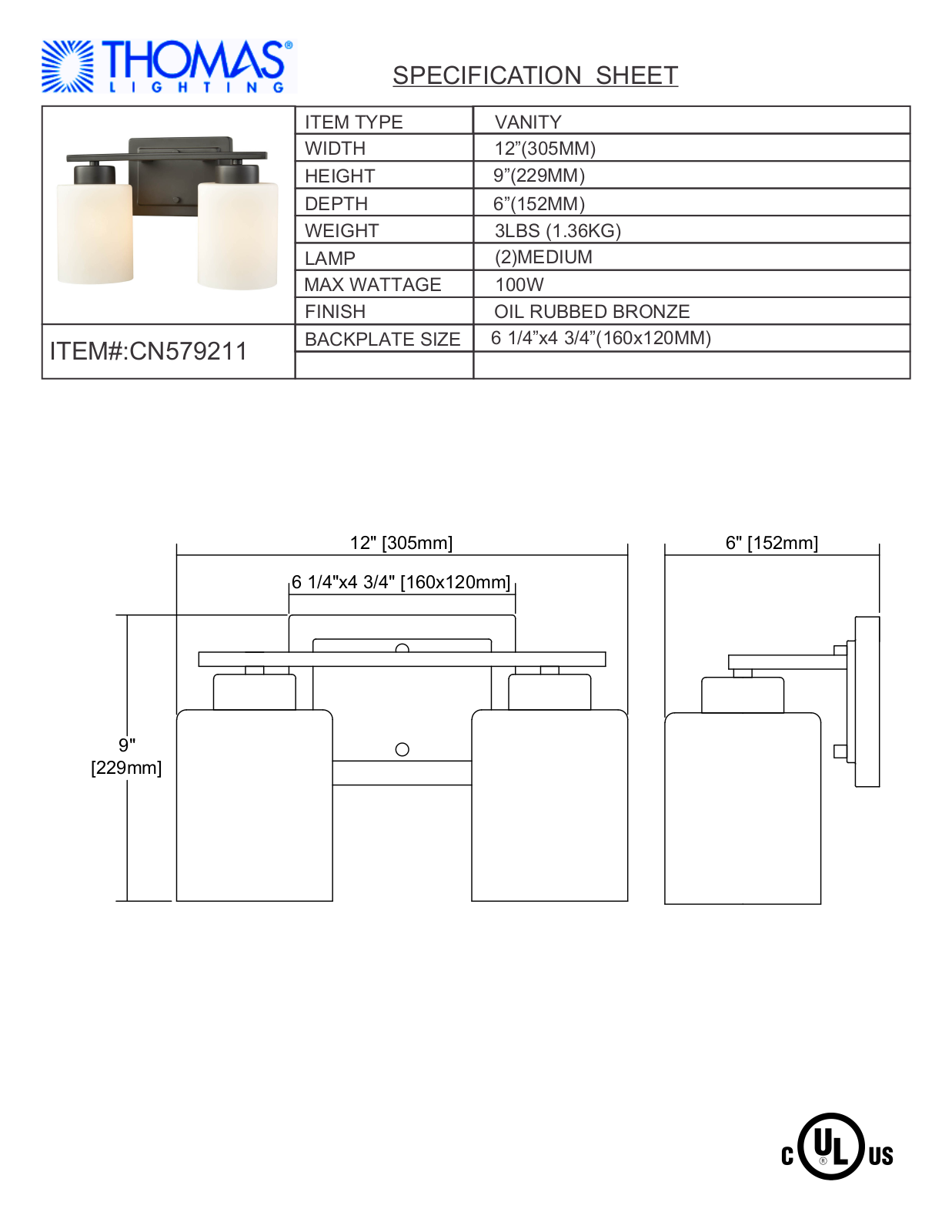 Thomas Lighting CN579211 User Manual - ManualMachine.com