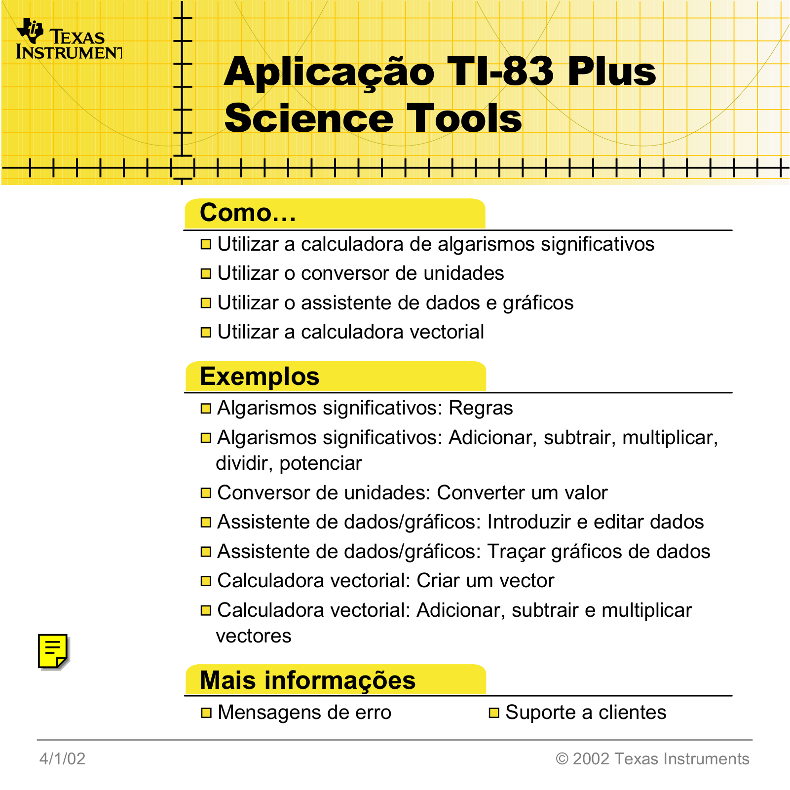 Texas instruments TI-83 Plus Science tools