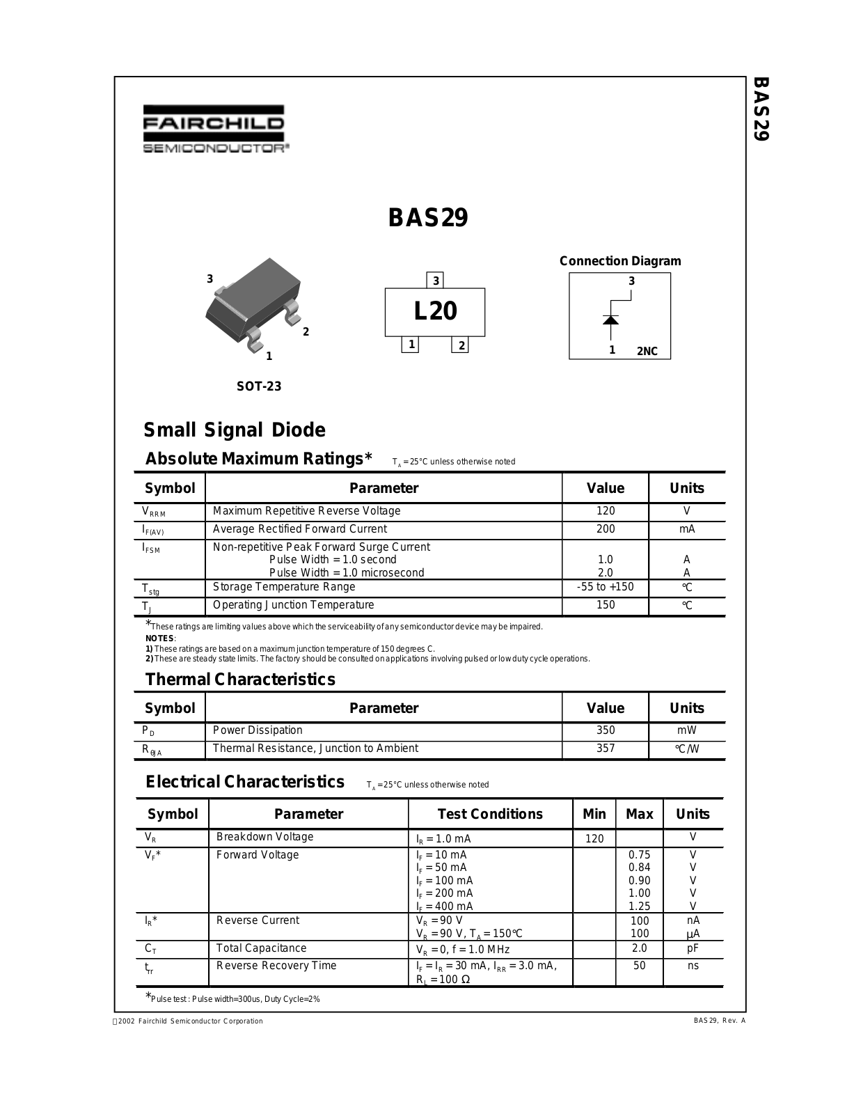 Fairchild Semiconductor BAS29 Datasheet