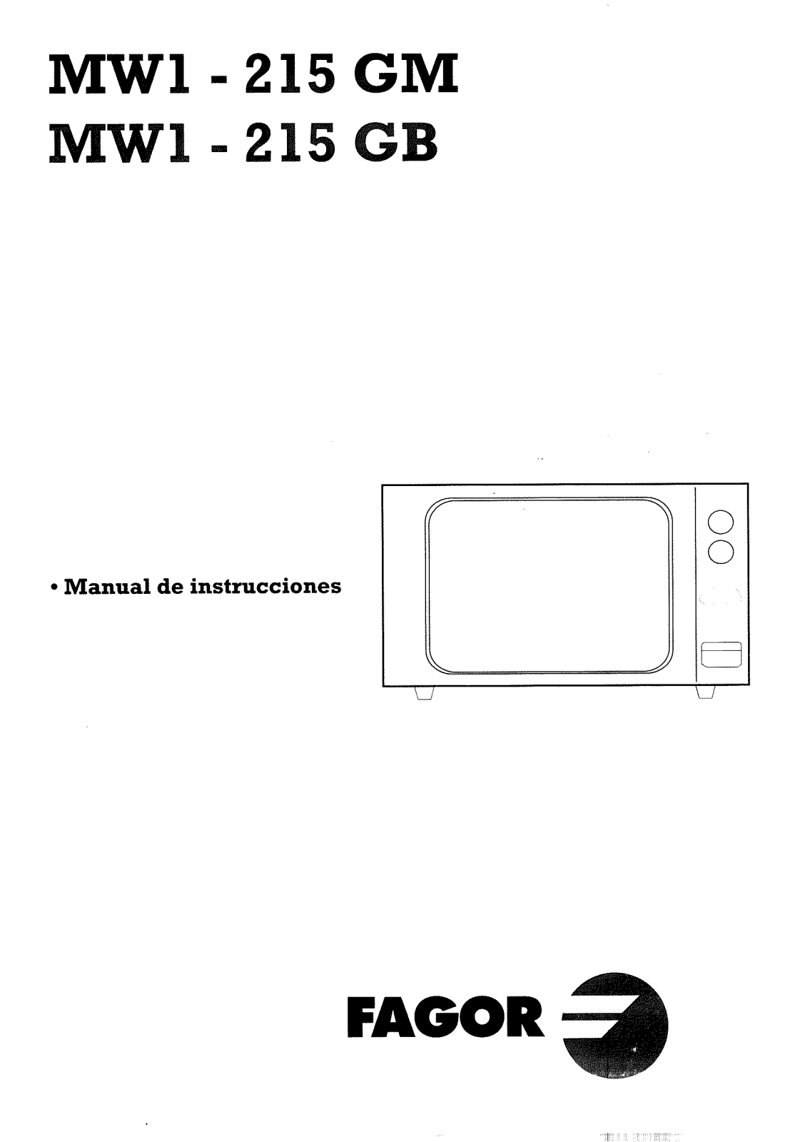 FAGOR MW1-215GM, MW1-215GB User Manual