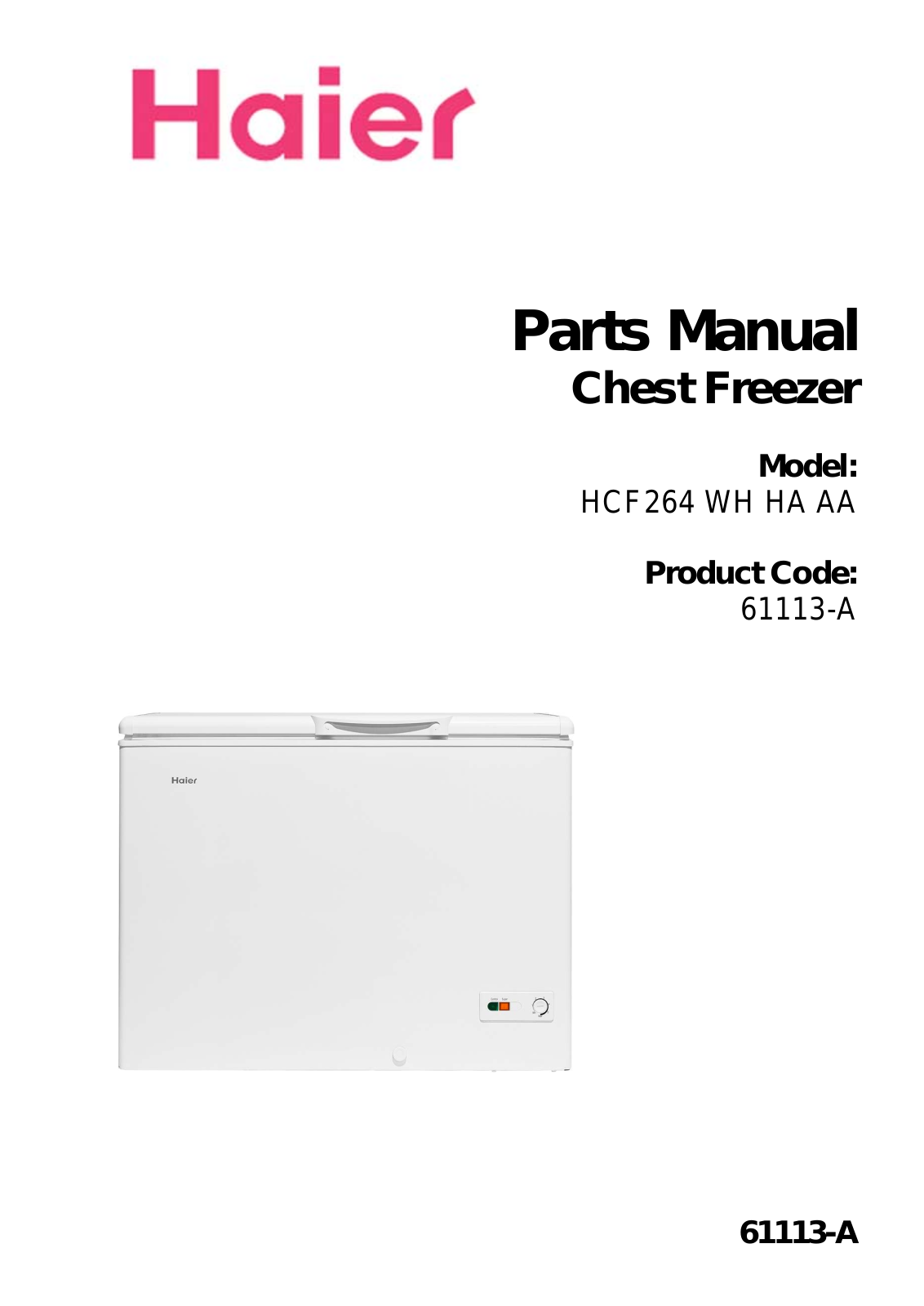 Haier HCF264 WH HA AA Parts Manual