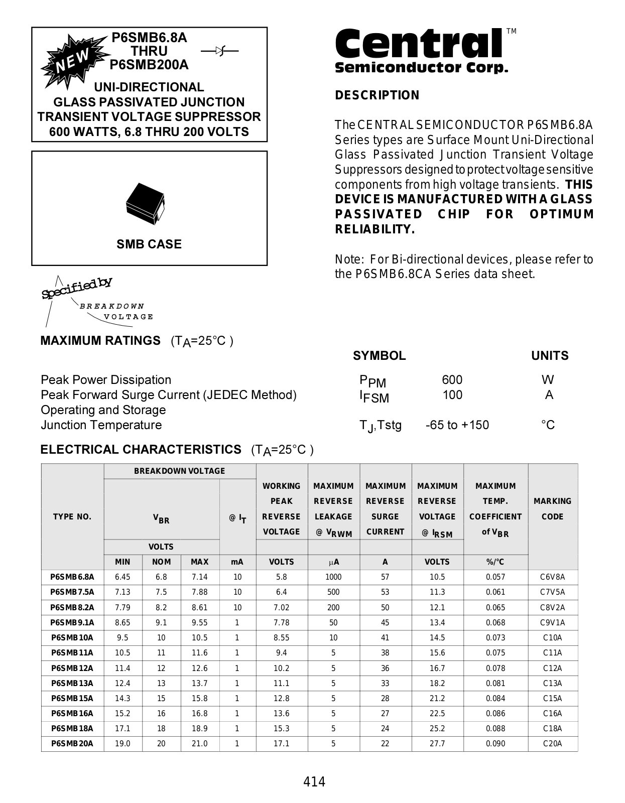 Celeritek P6SMB120A, P6SMB27A, P6SMB180A, P6SMB18A, P6SMB10A Datasheet