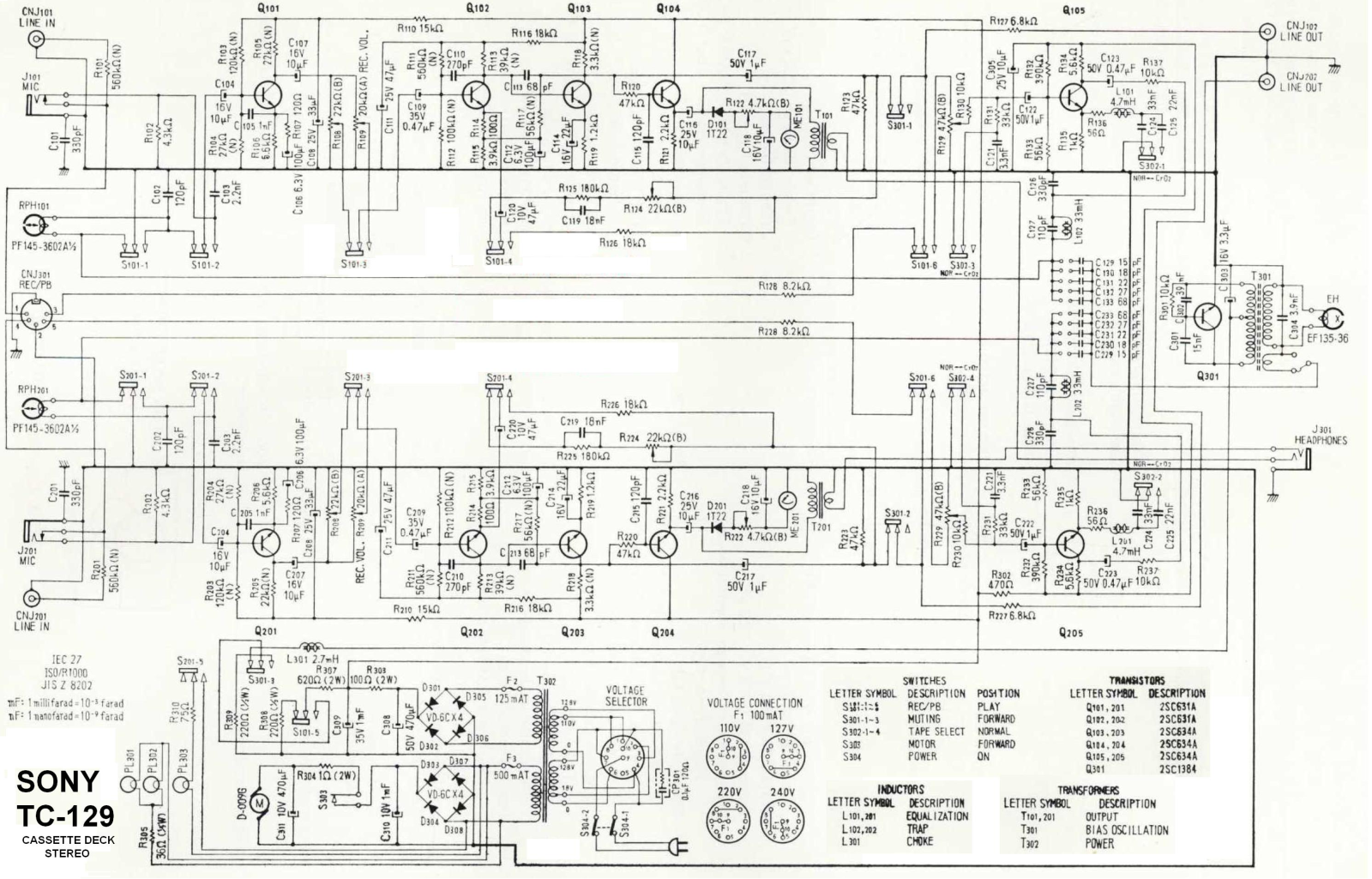 Sony TC-129 Schematic