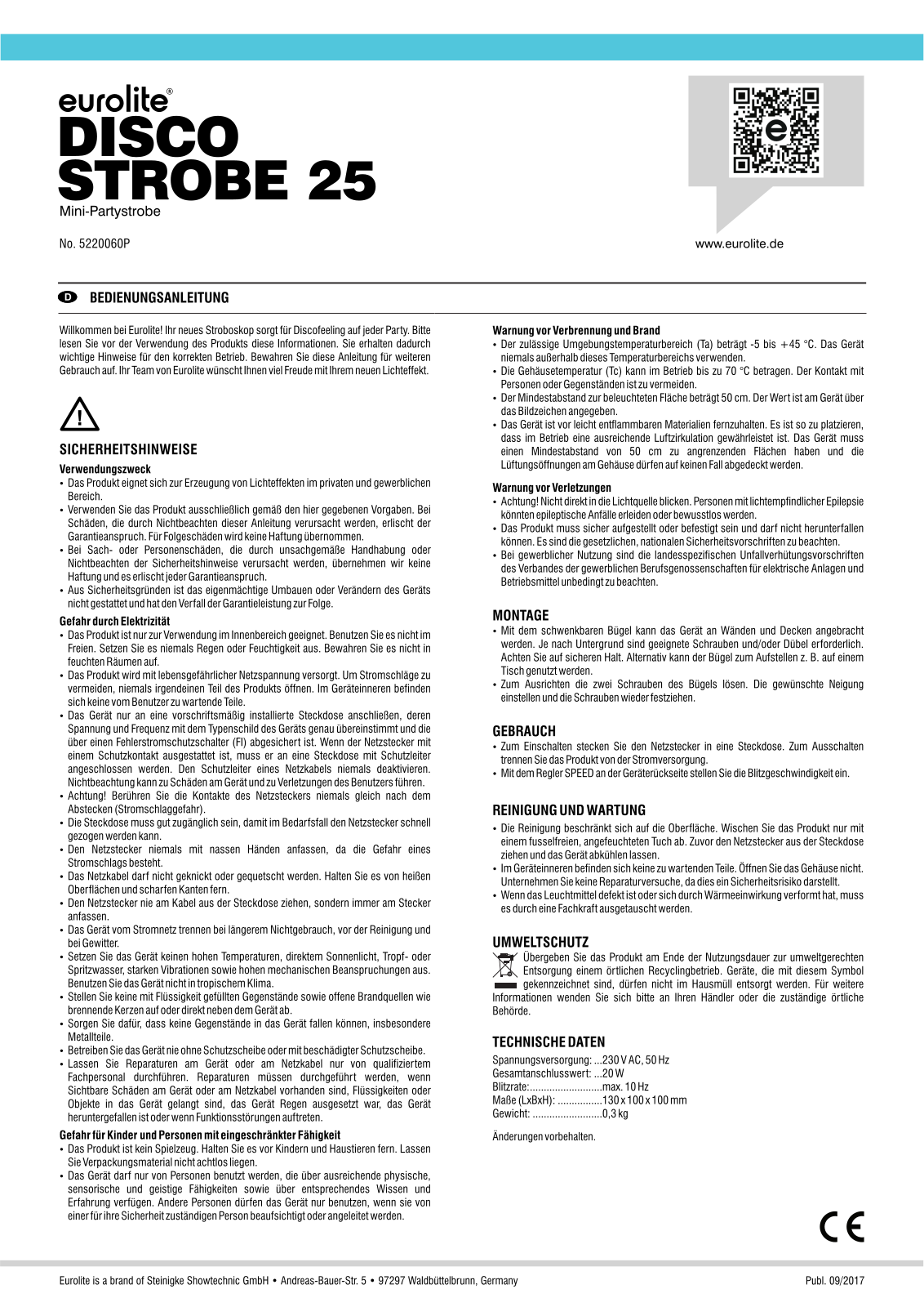 Eurolite Disco strobe 25 operation manual