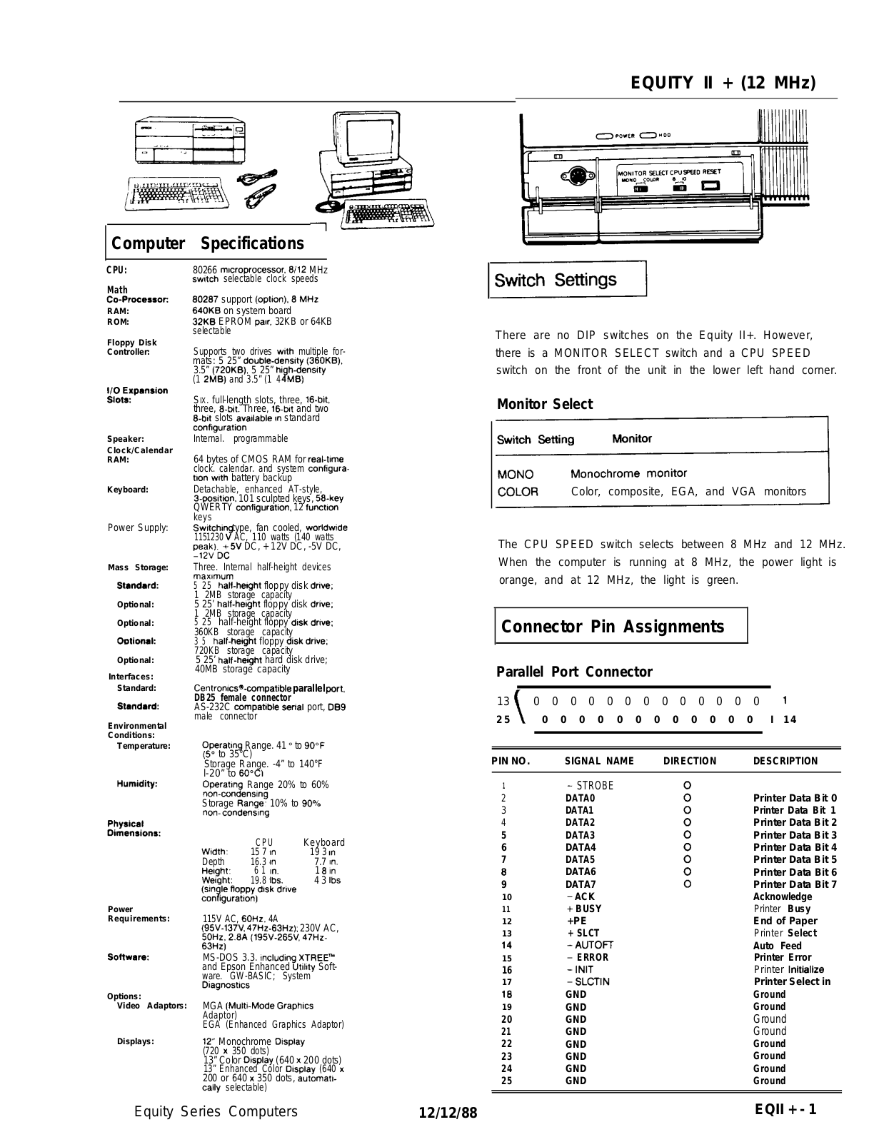 Epson Equity II+ Product Guide