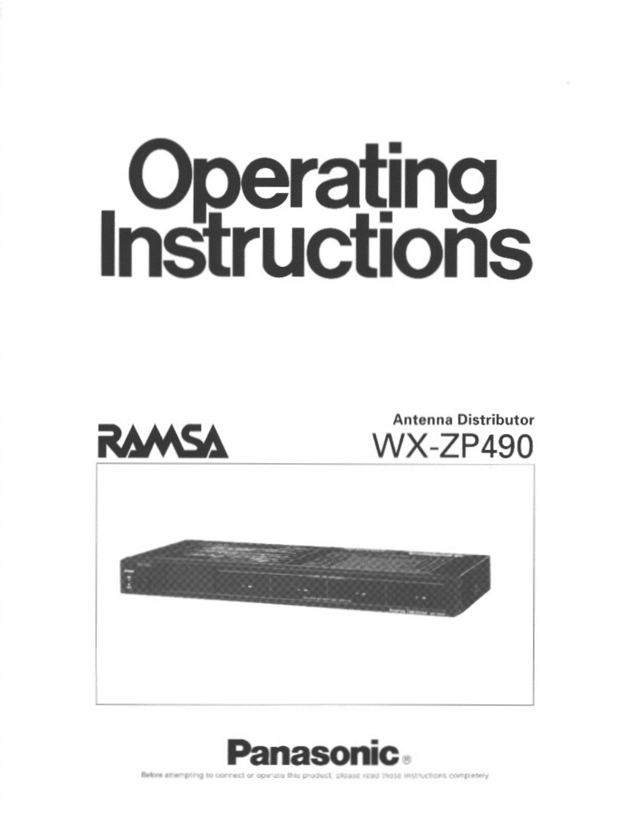 Panasonic WX-ZP490 User Manual