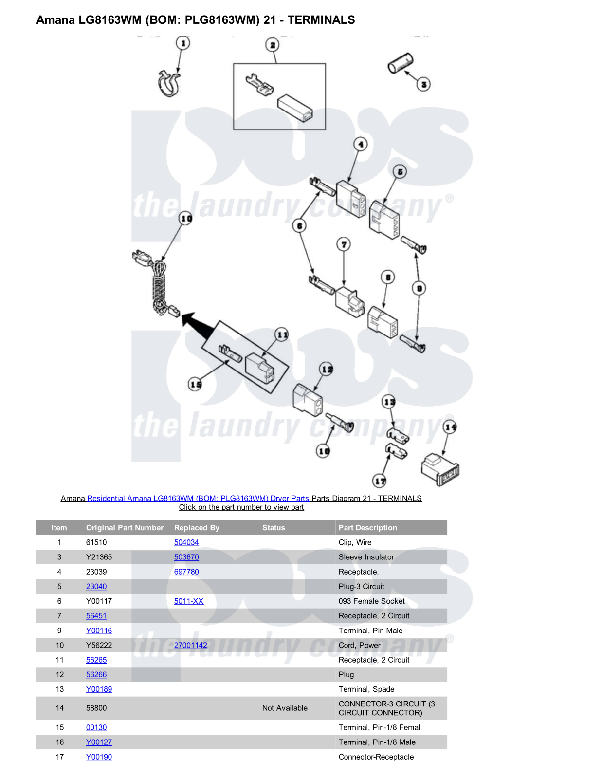 Amana LG8163WM Parts Diagram