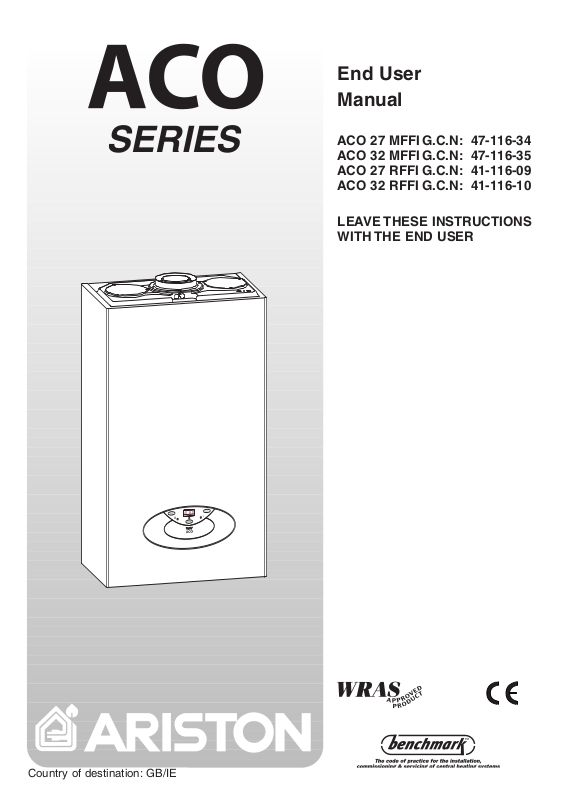 Ariston ACO 27 MFFIG, ACO 32 MFFIG, ACO 27 RFFI, ACO 32 RFFI User Manual