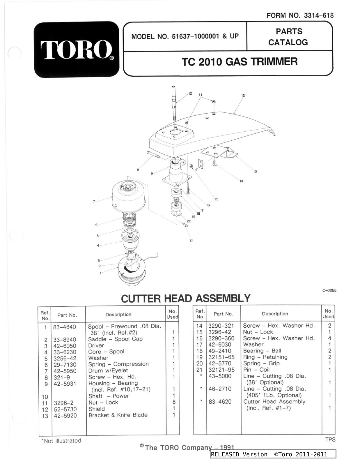 Toro 51637 Parts Catalogue