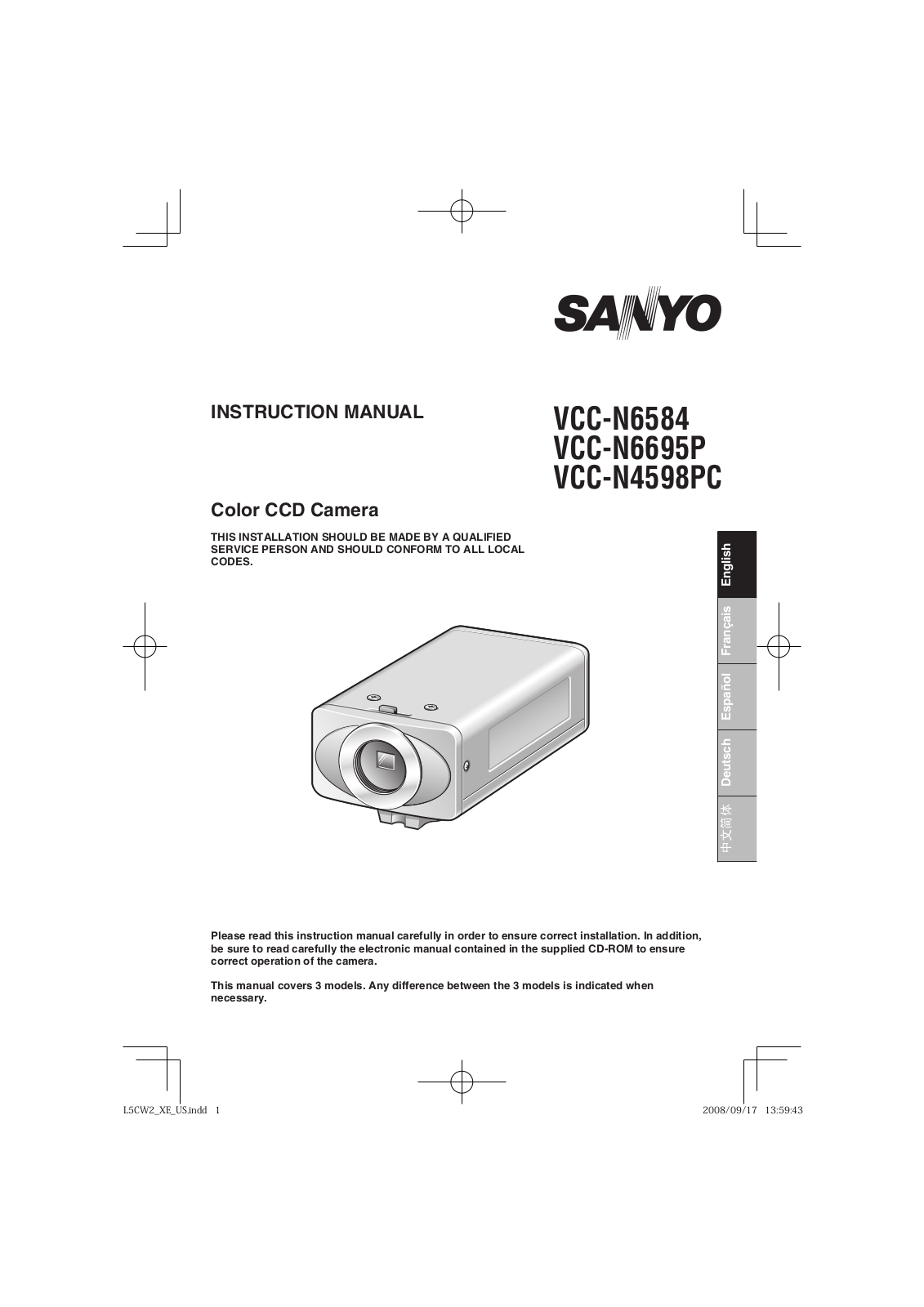 Sanyo VCC-N6695P, VCC-N4598PC User Manual 2