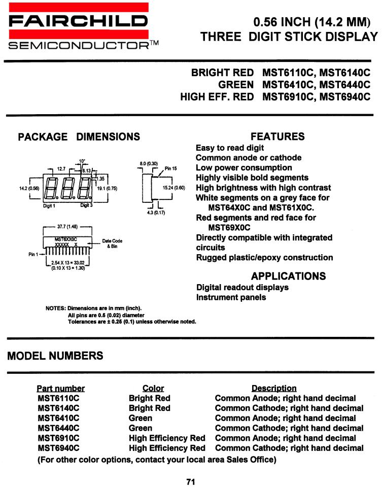 Fairchild Semiconductor MST6110C, MST6410C, MST6910C, MST6940C Datasheet