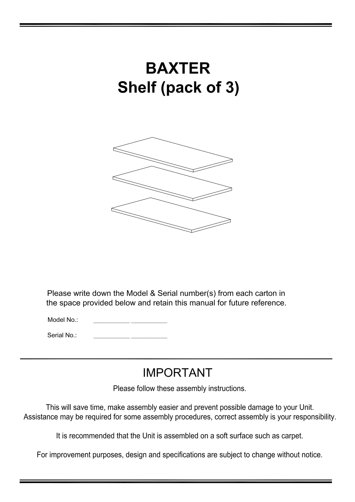 Freedom Baxter Shelf Assembly Instruction