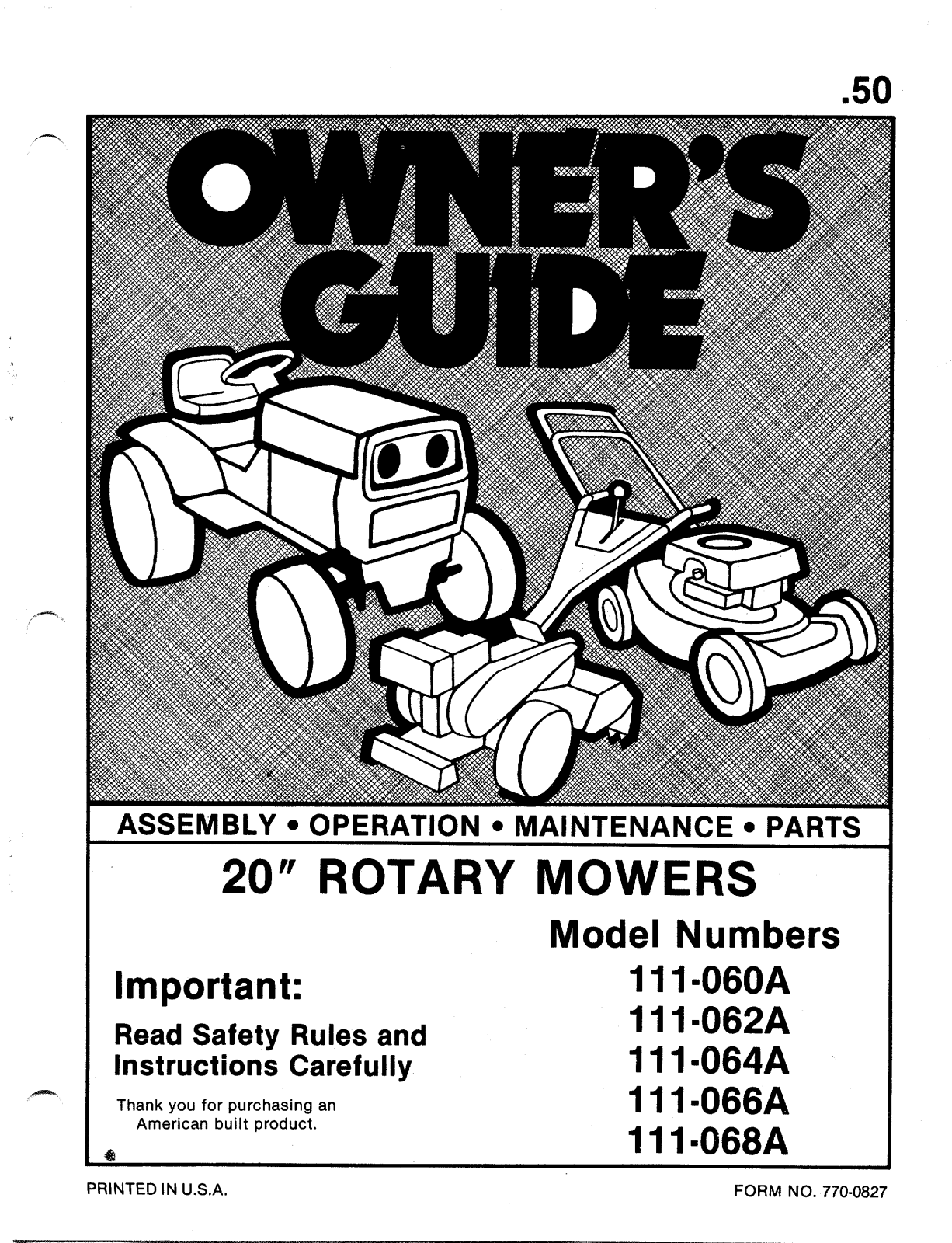 Bolens 111-068A, 111-066A, 111-060A, 111-062A User Manual