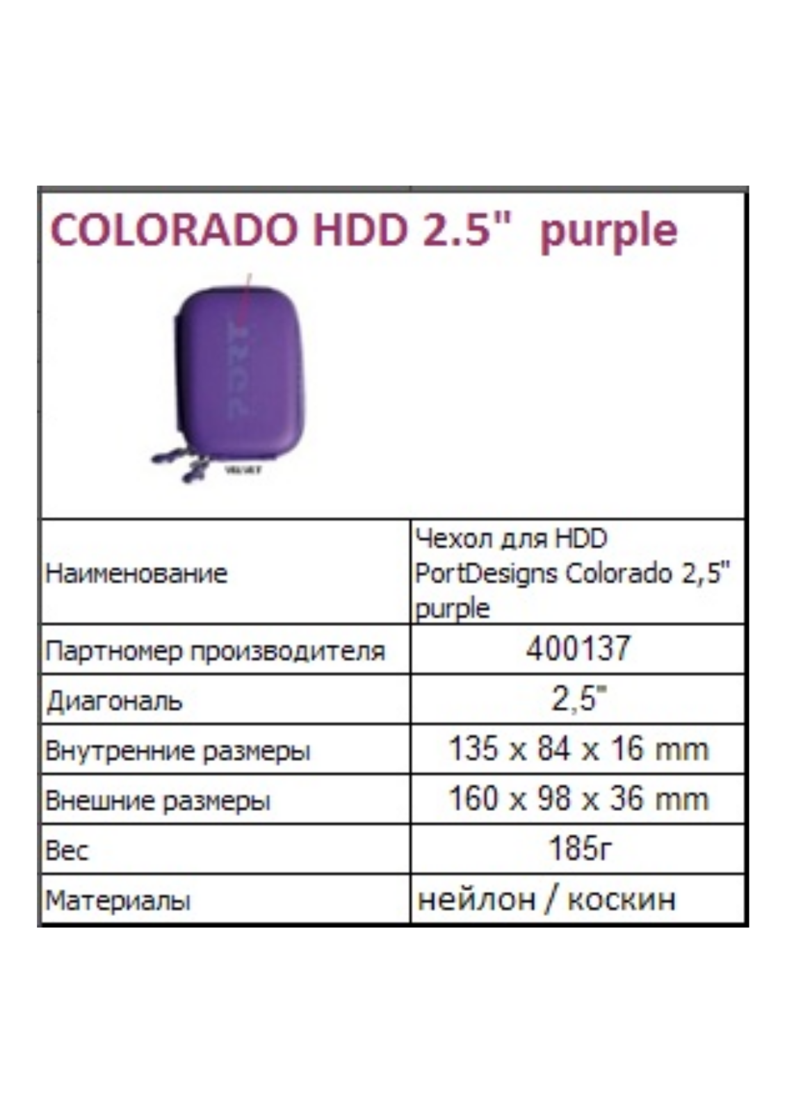 Port Designs COLORADO User Manual