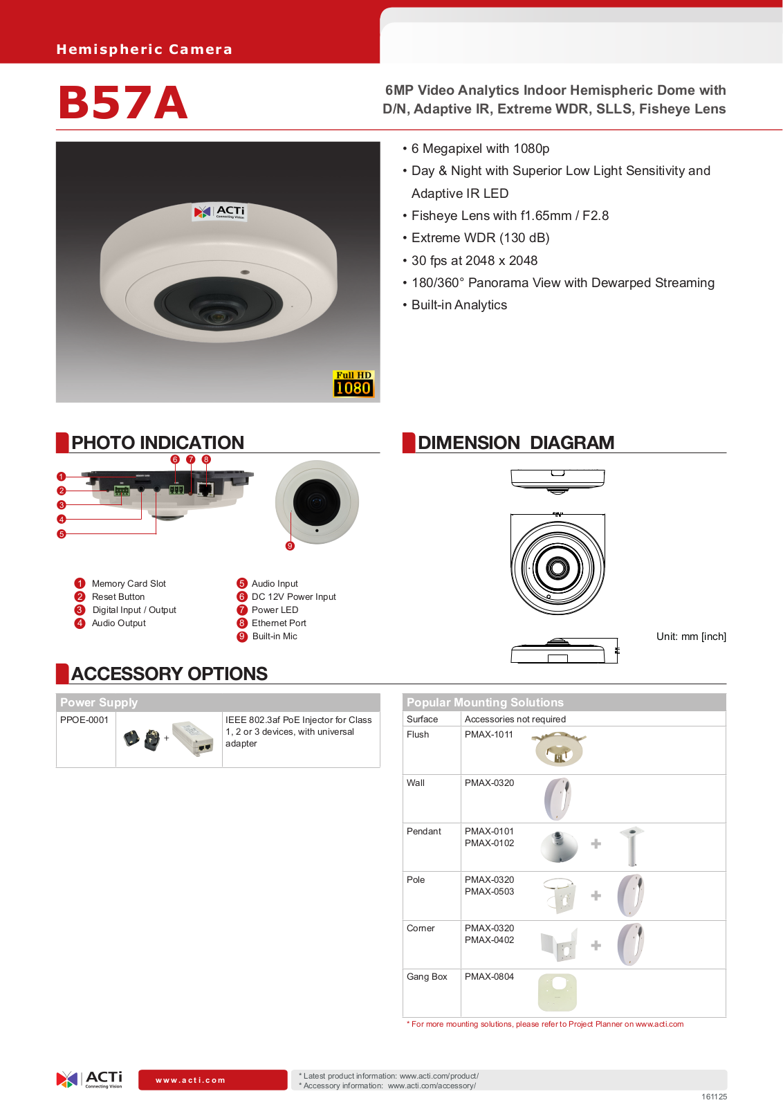 ACTi B57A Specsheet