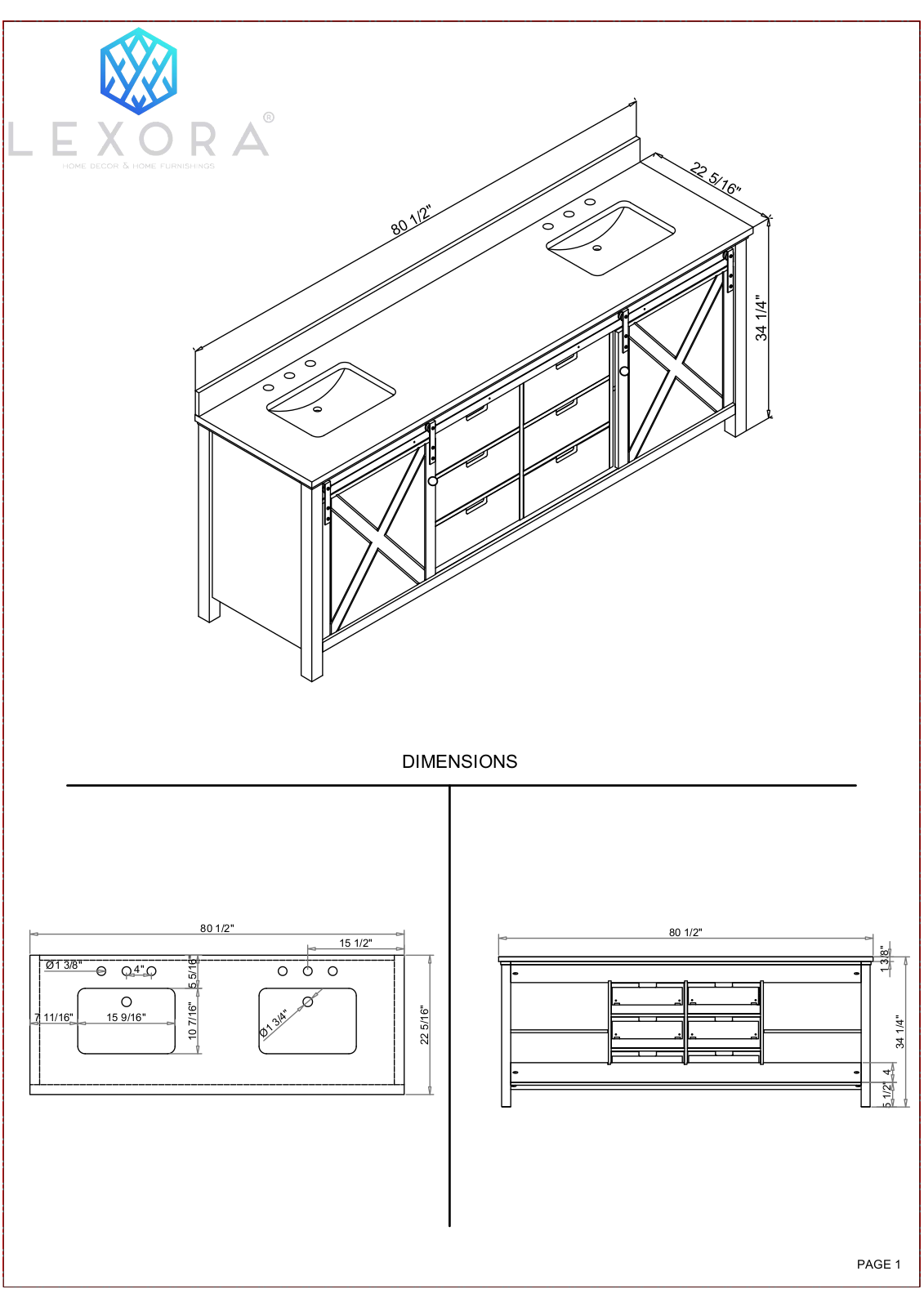 Lexora LM342280DBBSM30, LM342260DH00M24, LM342280DAASM30, LM342280DA00M30, LM342280DB00M30 Specifications - ManualMachine.com